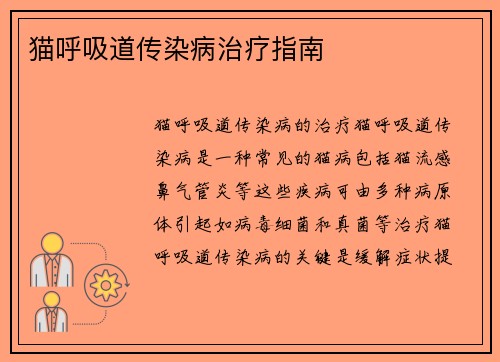 猫呼吸道传染病治疗指南